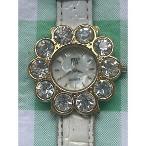 Yess Gold Tone Rhinestone Bezel MOP Dial Women’s Quartz Watch